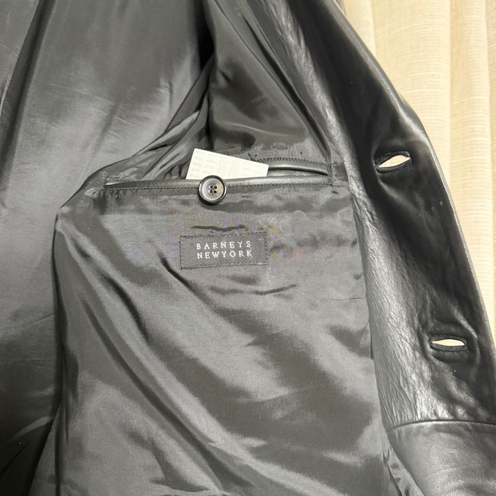 Hugo Boss Lambskin Leather Blazer Jacket Black Barney's New York Men's Size 42R - Picture 11 of 16